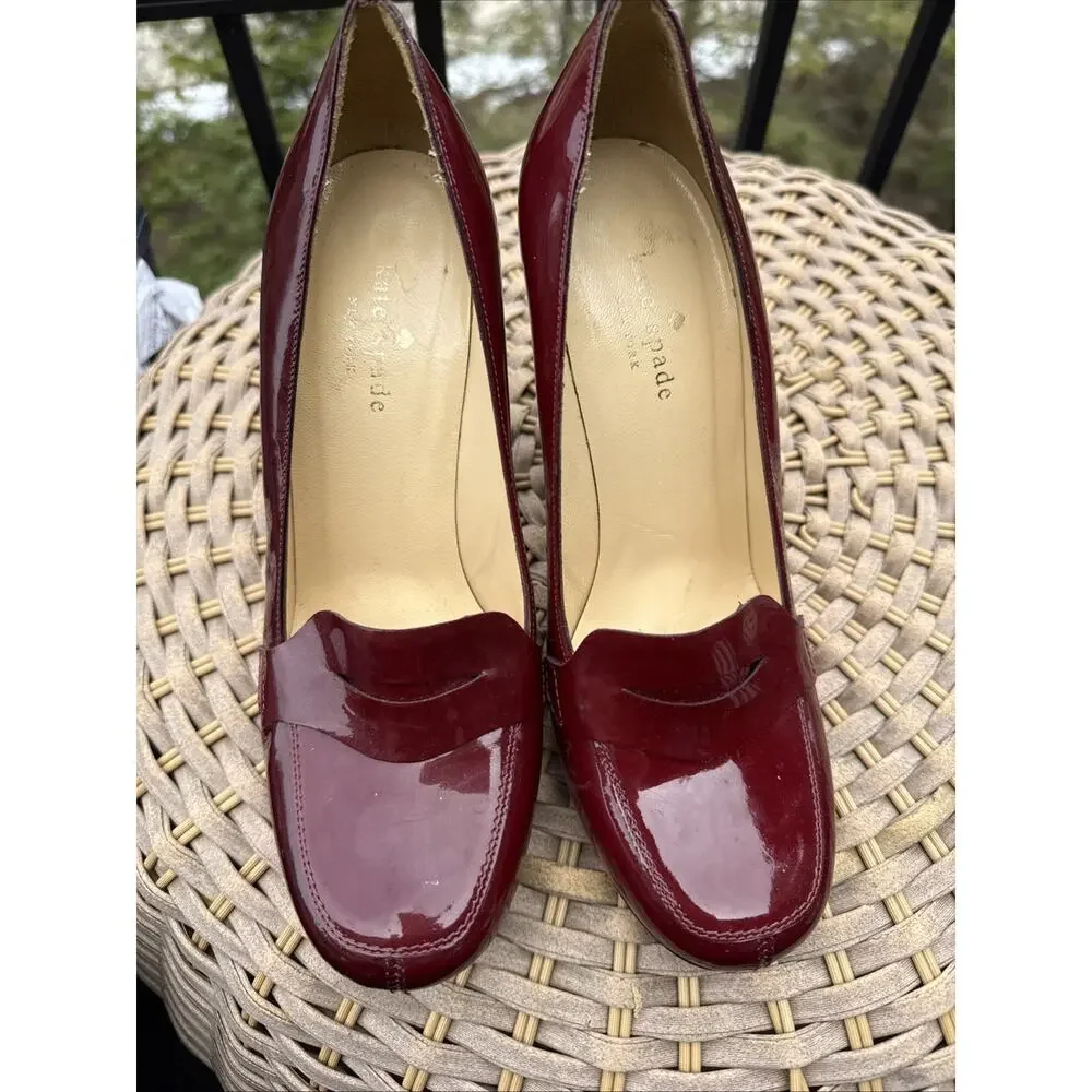 Kate Spade Burgundy Leather Heels Made In Italy 9 US Platform Pump Retro 40s